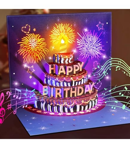 Carte D'Anniversaire Pop Up 3D Pour Tante - Avec Ballons Et Feux D'Artifice - Enveloppe Incluse