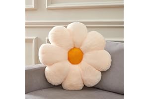 Ailive 21.6 in Light Peach Pink Large Cute Fluffy Faux Fur Decorative Pillow Flower Shaped Throw Pillows for Kids Teen Girls Preppy Adults