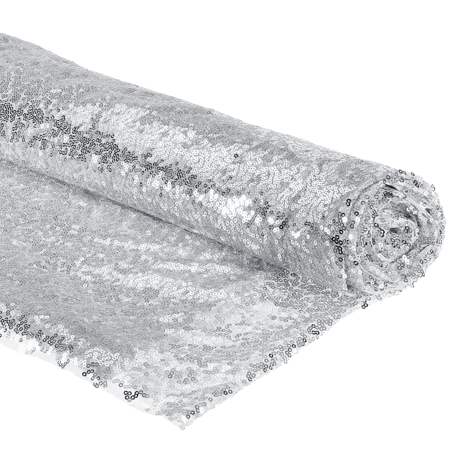 PATIKIL Sequin Fabric Silver Tone, 4 Yards Length 4.2 Feet Wide, Mesh Fabric Full Glitter Sequins Fabric Sewing