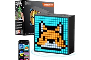 Divoom TimeBox Evo -- Pixel Art Bluetooth Speaker with 16x16 LED Display APP Control - Cool Animation Frame & Gaming Room Setup & Bedside Alarm Clock- Black