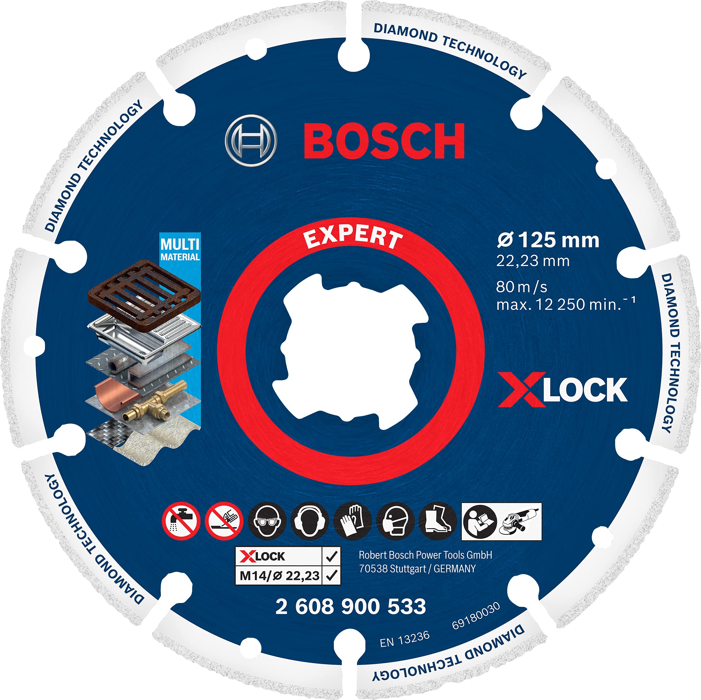 Bosch Professional 1x Expert Diamond Metal Wheel X-LOCK Cutting Disc (for Cast iron, Ø 125 mm, Accessories Small Angle Grinder)
