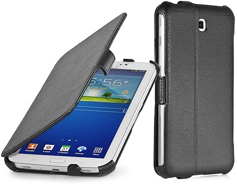StilGut UltraSlim Case, Tasche mit Stand- und Präsentationsfunktion passend für Samsung Galaxy Tab 3 Lite 7.0, schwarz