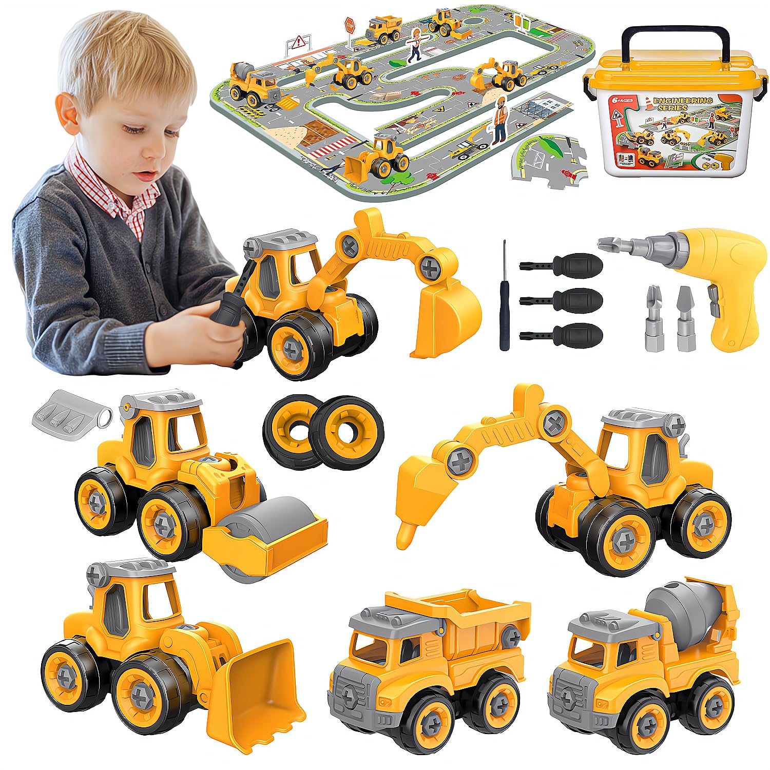 Photo 1 of Take Apart Construction Truck Toys for Kids Ages 3-8 | STEM Learning Building Kit with Electric Drill Tool & Puzzle Play | Educational Engineering Toys Gift for Boys Girls Toddlers (Birthday, Holiday)