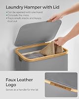SONGMICS Slim Laundry Basket with Lid 90L Dove Grey 42x32x70.5 cm view 4