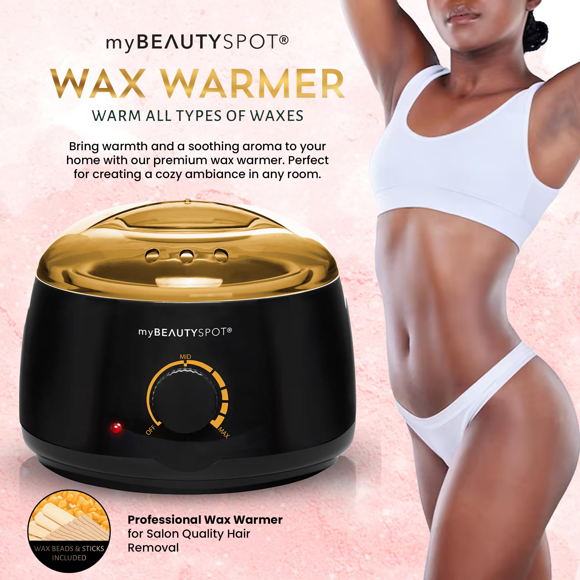 My Beauty Spot Waxing Kit for Women – At-Home Wax Machine for Hair Removal with Hard Honey Wax Beads, Warmer Pot & Applicators – Full Body & Bikini Use, Exfoliating & Hydrating Formula
