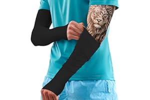 KEMFORD Tattoo Cover Up Sleeves - 1 Pair UV Arm Sleeves for Men & Women - Lightweight for Healing Skin & Sun Protection