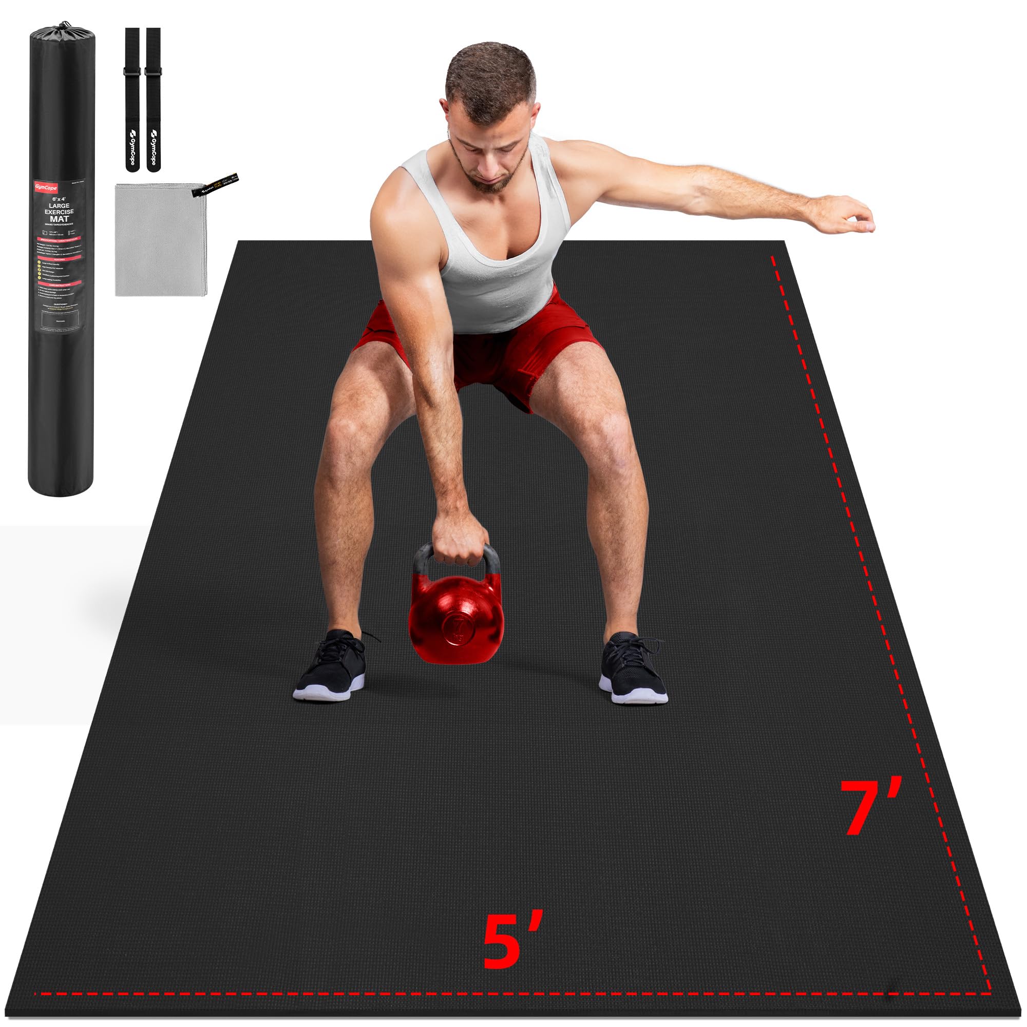 Photo 1 of GymCope Extra Large Exercise Mat, 10'x6'/9'x6'/8'x6'/7'x5'/6'x4'(8mm) Thick Workout Mat for Home Gym & Garage Flooring, Shoe-Friendly, High-Density, MMA, HIIT, Weight Lifting, Cardio&Strength