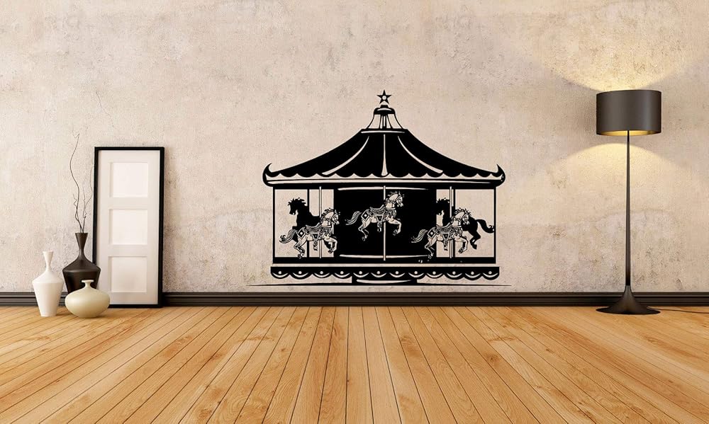 Wall Vinyl Sticker Carousel Horses Nursery Kids Room Car