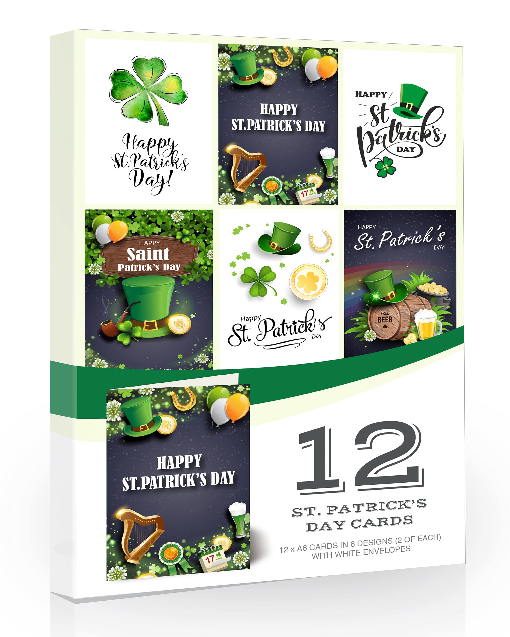 Olivia Samuel 12 x St Patricks Day Greeting Cards with Envelopes from Multipack selection of cards. Blank Inside for your own special greeting.