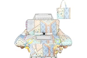 Polovillae Shopping Cart Cover for Baby 2-in-1 High Chair Cover with Safety Harness Multifunctional Dark Blue Dinosaur Pattern Cart Covers for Babies Soft Padded Grocery Cart Cover for Baby Boy Girl