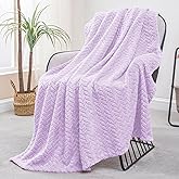 Exclusivo Mezcla Fleece Throw Blanket for Couch and Bed, 50x70 Inches Soft Cozy Jacquard Flannel Blankets, Lightweight Fuzzy Plush Warm Throws for Women, Lilac Purple