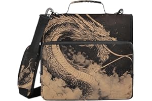 KYZSXZ Japanese Dragon Print Zipper Binder 3 Ring Multiple Pocket Portable Expanding File Folder Bag Document Organizer for O