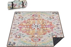Wruzbxcn Picnic Blankets Waterproof Sandproof Picnic Beach Blanket Foldable Portable Travel Extra Large Vintage Boho Camping Blanket for Outdoor Beaches,Parks,Hiking-Retro Boho 80" X 80"