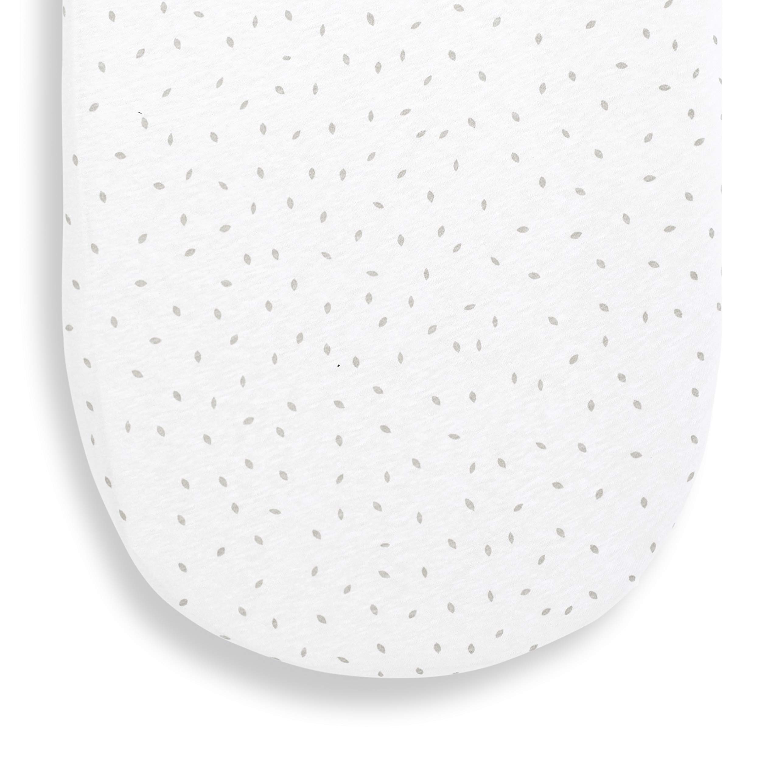 The Little Green Sheep Moses Basket Fitted Sheet, Organic Linen & Cotton Blend Sheet fits Most Moses Baskets 30x70cm to 35x75cm, White with Rice Print