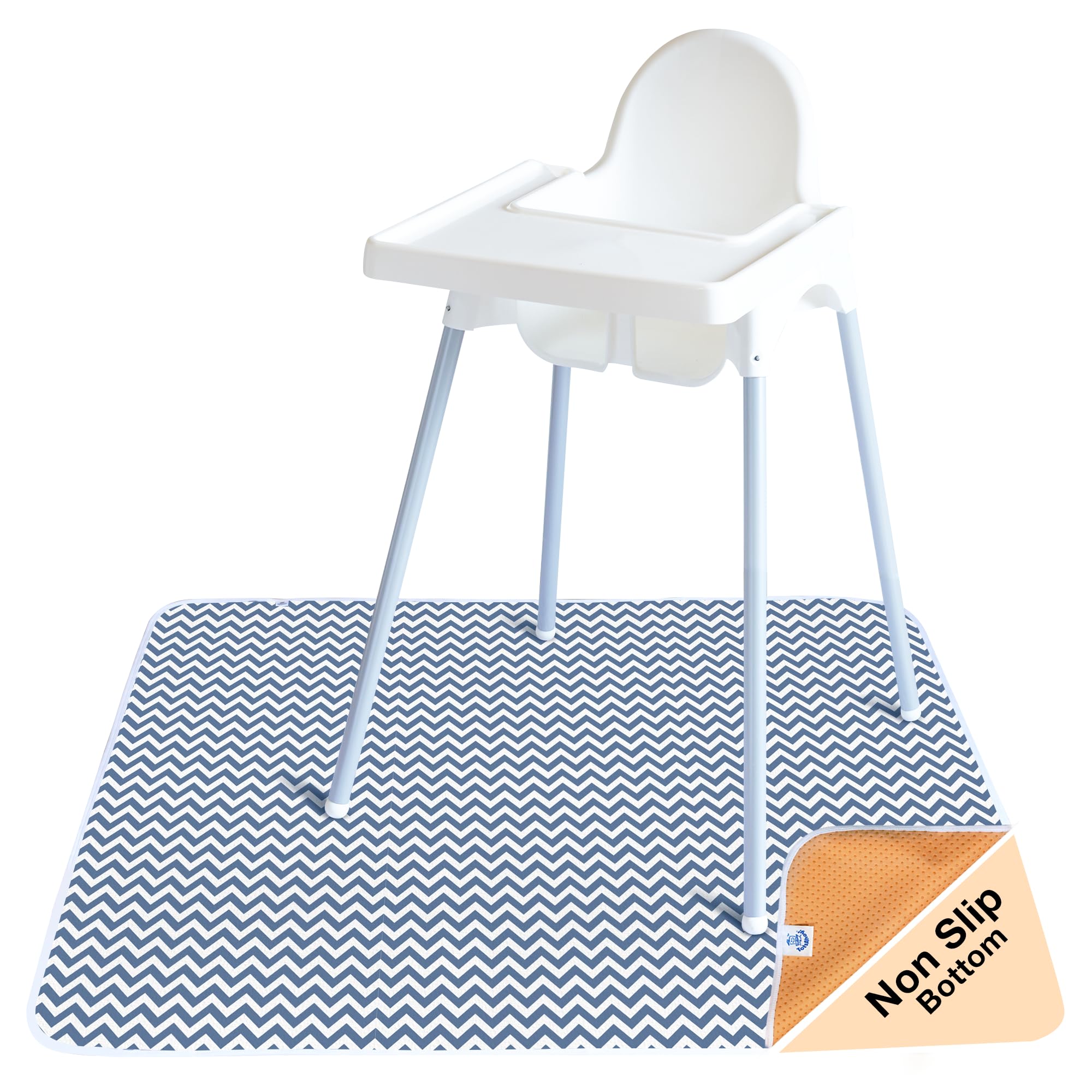 TotsAhoy! Non Slip Splash Mat for Under Highchair - Floor Protector & Play Mat - Waterproof Non Slip - Great for Baby, Craft, or Play (Grey Chevron)