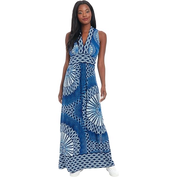 chinese dress ladies London Times Women's Dresses Sleeveless Empire Waist Halter Maxi