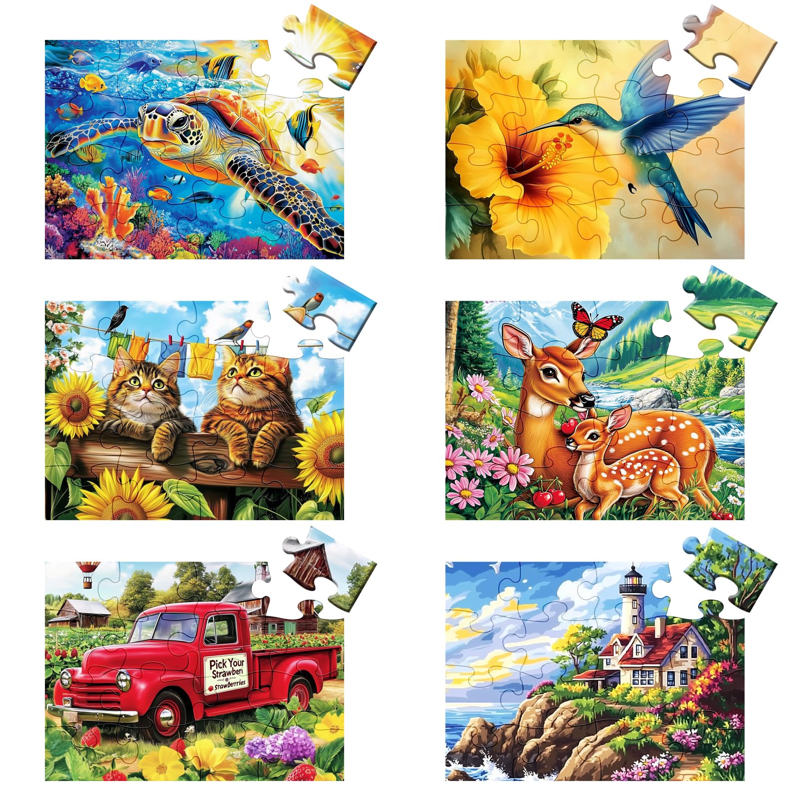 View 1 of 6 Packs 16 Large Piece Puzzle for Seniors, Dementia Alzheimer's Products Activities for Elderly Adults, Easy Puzzle Alzheimer’s Memory Cognitive Game Gift for Patient in Nursing Home