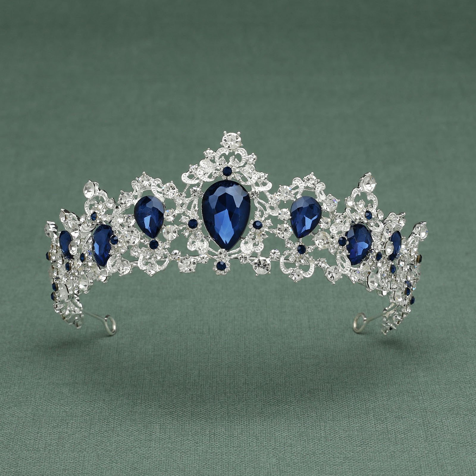 SWEETV Royal CZ Crystal Tiara Wedding Crown Princess Headpieces Bridal