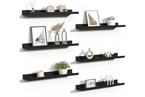 upsimples Floating Shelves 35.5in Wall Shelves for Decor Storage Set of 6, Wall Mounted Wood Shelf for Bedroom, Living Room, 