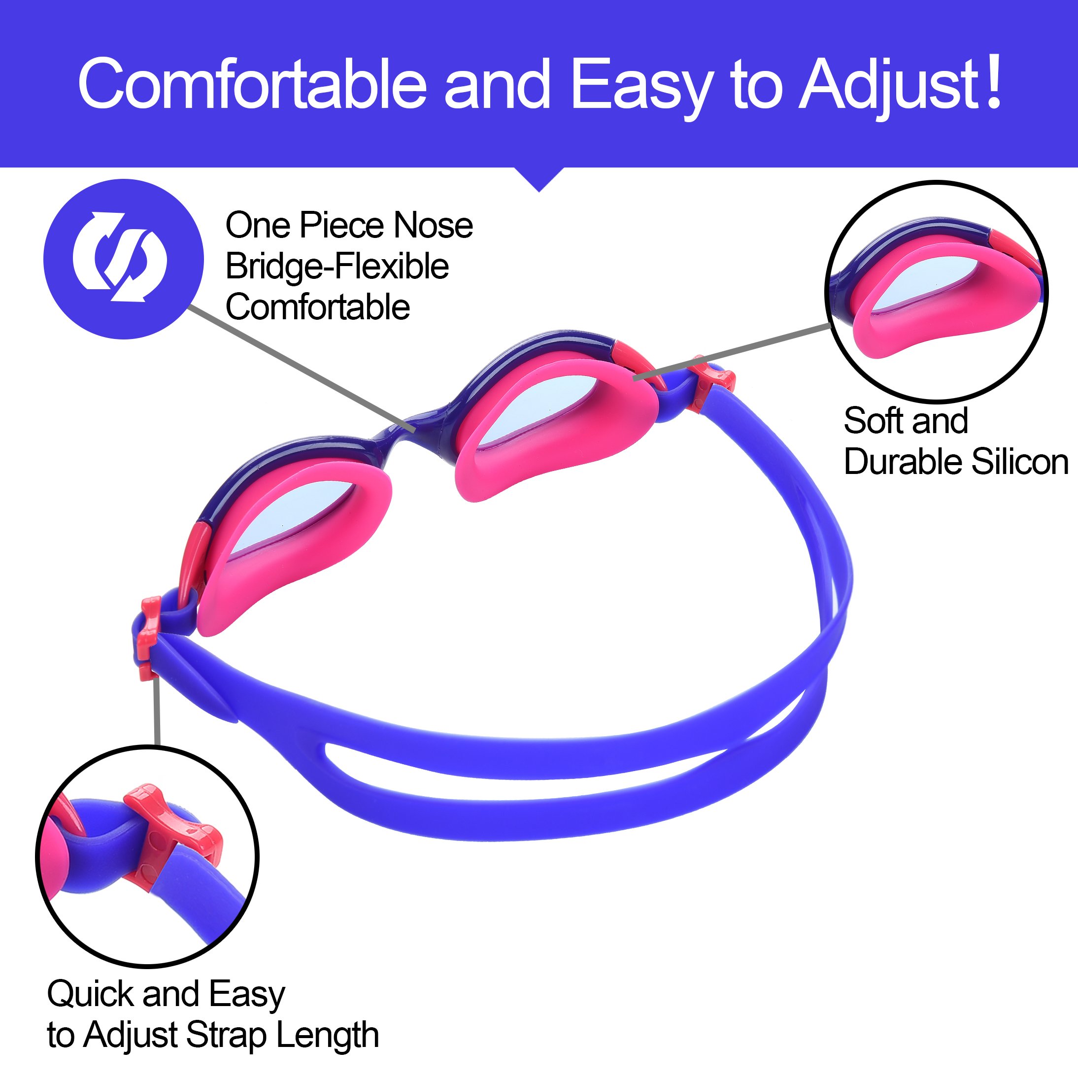 Swimming Cap for Kids Set with Swim Goggles Ear Plugs Nose Clips Training Laps Gear for Youth Teens Children Boys Girls