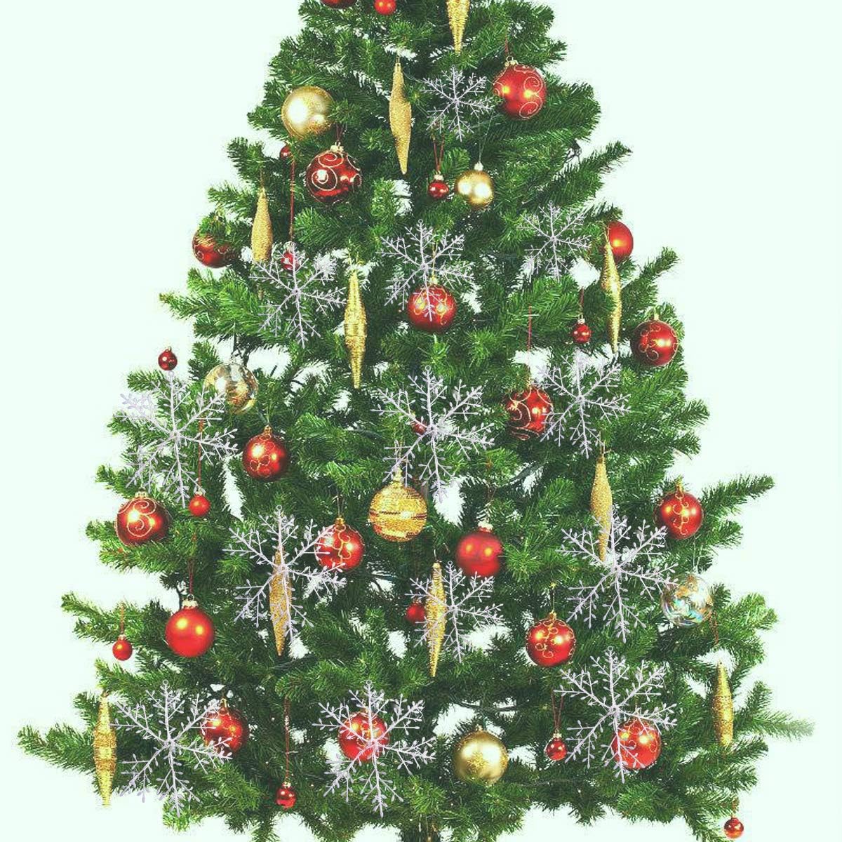 WildWave 36pcs White Sparkling Snowflakes String & Sticker Window Clings Decal Christmas Decoration Hanging Xmas Ornaments