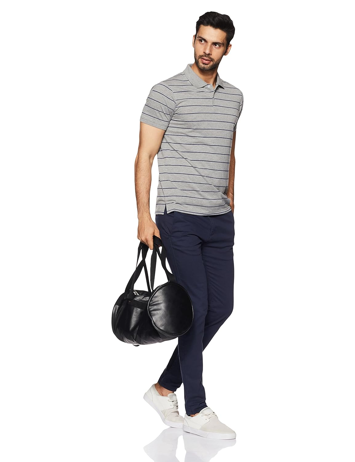 get in men's striped regular fit polo