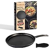 Tortillada - 26 cm pre-seasoned cast iron grill/pan + hot handle holder + E-Book recipes 50 tortilla recipes