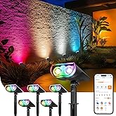 Linkind Smart Solar Lights Outdoor SL5 with Motion Sensor, APP Control Cool/Warm White/Color Changing Solar Spot Lights Outdoor, IP65 Landscape Lighting for Yard, Garden, Path(6 Pack)
