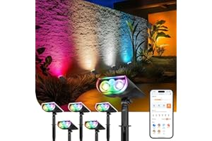 Linkind Smart Solar Lights Outdoor SL5 with Motion Sensor, APP Control Cool/Warm White/Color Changing Solar Spot Lights Outdoor, IP65 Landscape Lighting for Yard, Garden, Path(6 Pack)
