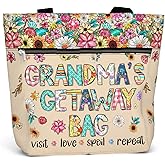 84hoods Aesthetic Tote Bag for Women. Shoulder Bag Grandma Gift for Grandmother. Travel Grocery Bag with Pockets, Zipper.