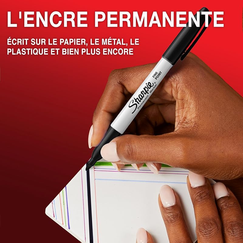 marqueurs indélébiles | pointe fine | encre noir permanent | Boîte de 12