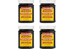 Luxardo The Original Maraschino Cherries | Gourmet Italian Cocktail Maraschino Cherries | for Old Fashioned, Manhattan and Desserts | Approximately 65 Cherries Per 400G Jar [Pack of 4]