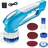 RICHOOSE Cordless Electric Spin Scrubber with 6 Brush Heads &amp; 2 Rechargeable Batteries, Power Scrubber for Shower Tile Grout Tub Bathroom Cleaning, IPX7 Waterproof Handheld Scrubber