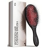 Hair Brush for Men, Wooden Boar Bristle Hairbrush for Detangling &amp; Styling | Hairbrushes with Nylon Pins and Soft Boar Bristles, Smoothing &amp; Shine Enhance, Reducing Breakage for All Hair Type