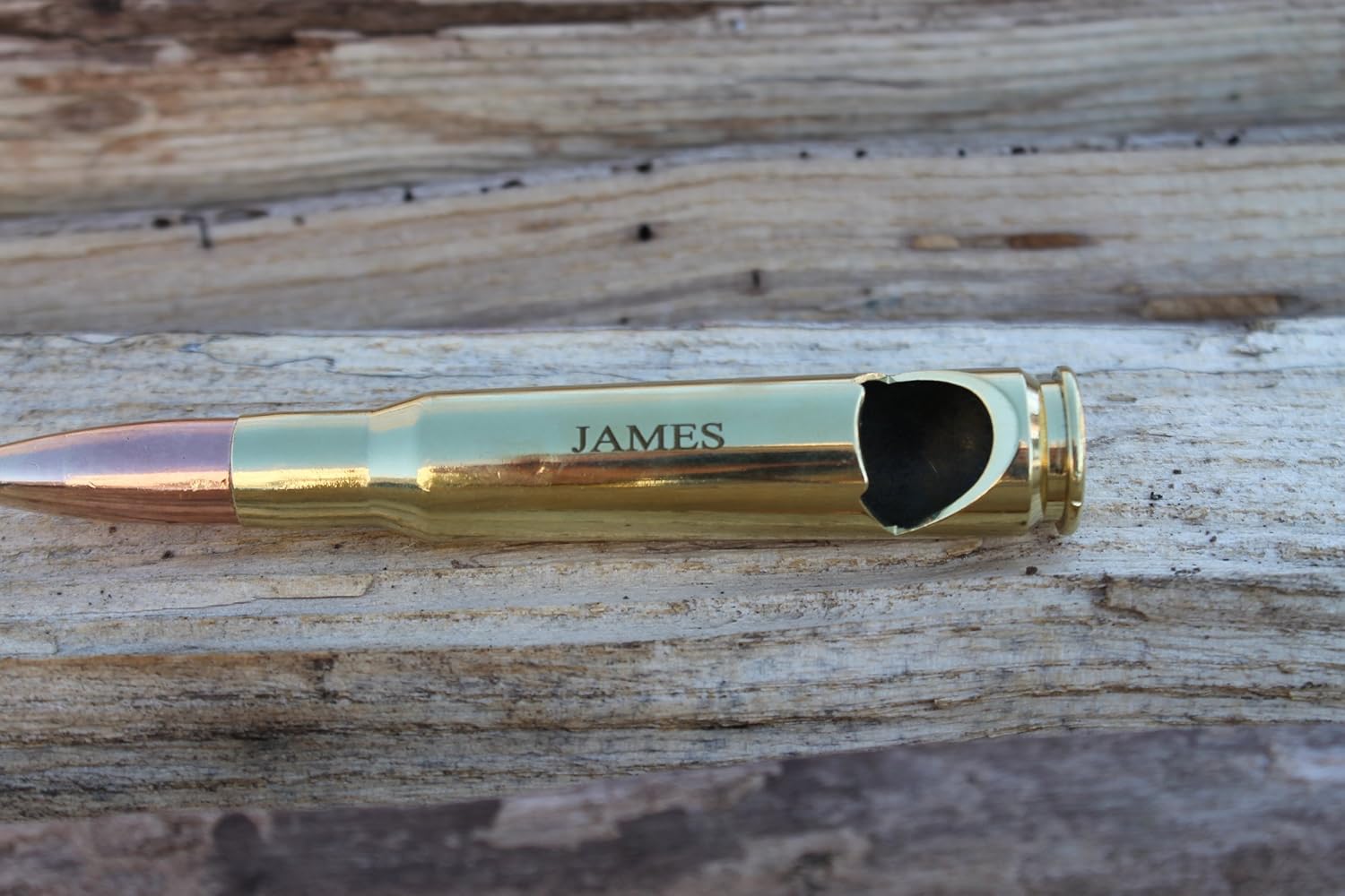 Personalized Laser Engraved 50 Caliber® Brass Military Bullet Bottle