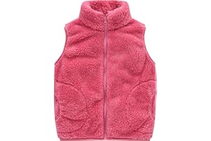 AIWUHE Toddler Boys Girls Fleece Vest Kids Polar Fleece Zipper Jacket Sleevless Fall Winter Warm Outerwear With Pockets 2-6Y