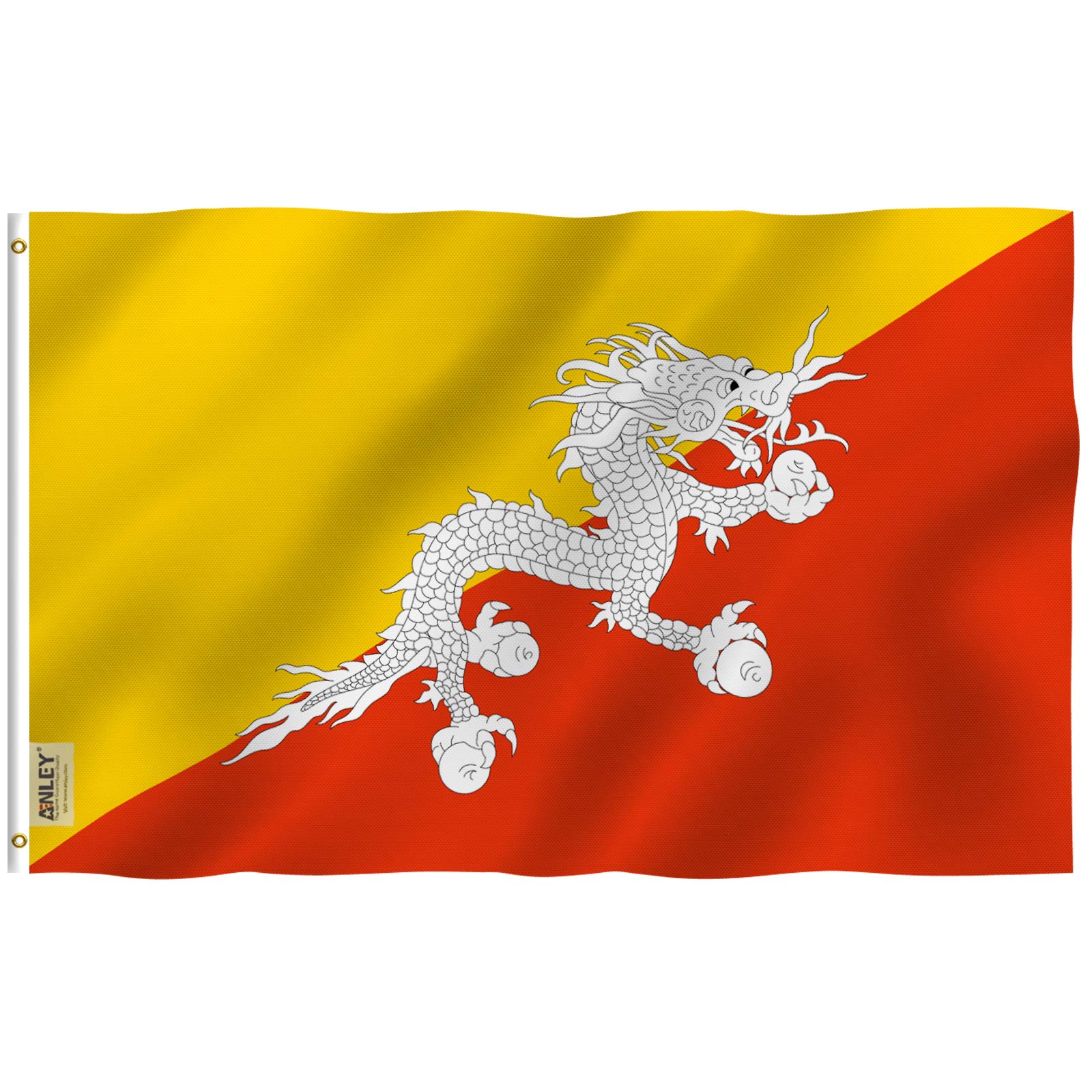 ANLEY Fly Breeze 3x5 Foot Bhutan Flag - Vivid Color and UV Fade Resistant - Canvas Header and Double Stitched - The Kingdom of Bhutan Flags Polyester with Brass Grommets 3 X 5 Ft