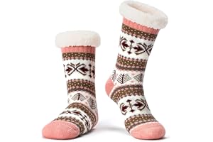 Cozylook Women's Fuzzy Slipper Socks with Non-Slip Grippers, Cozy Fluffy Sherpa Lined, Cute Christmas Gifts