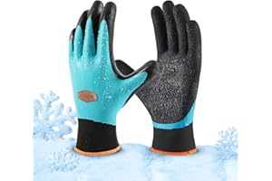 COOLJOB Waterproof Winter Work Gloves for Men and Women, Double Coated Rubber with Grip, Warm Lined for Farm Freezer, Constru
