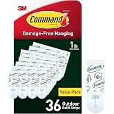 Command Outdoor Small Replacement Strips, 36 Strips | Replacement Strips, Holds up to 1 lb, Damage Free Wall Hanging, Re-Hang Outdoor Hooks with Weather Resistant Strips