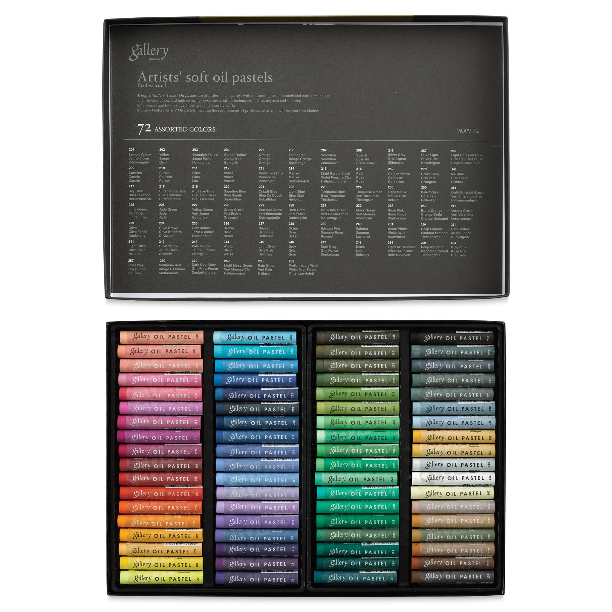 MUNGYO Gallery Professional Artists' Soft Oil Pastels Set of 72 Vibrant Colors for Blending