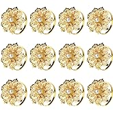 KPOSIYA Set of 20 Napkin Rings, Metal Gold Hollow Out Flower Napkin Ring Holder for Wedding Party Holiday Banquet Christmas D