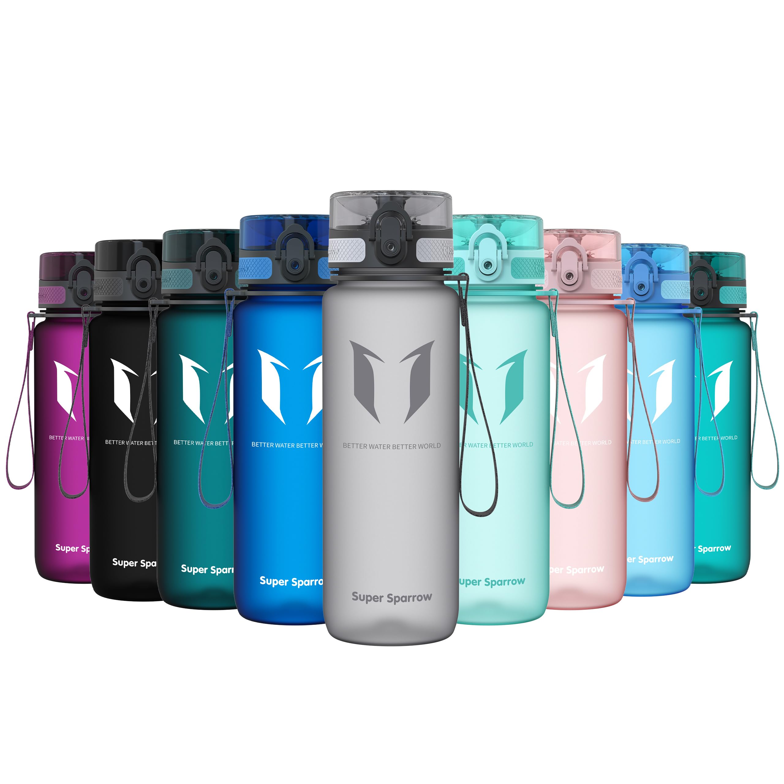 Super Sparrow Sports Water Bottle - 750ml - Non-Toxic BPA Free & Eco-Friendly Tritan Co-Polyester Plastic - For Running, Gym, Yoga, Outdoors and Camping