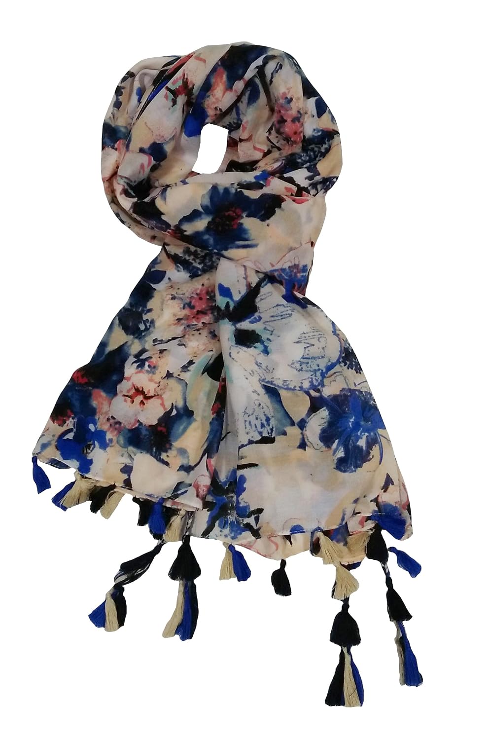 verismo scarf women's polyester floral printed stole (b-9156_blue,free size)