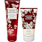 Bath & Body Works Japanese Cherry Blossom 2 Piece Gift Set - Body Cream and Body Scrub - Full Size