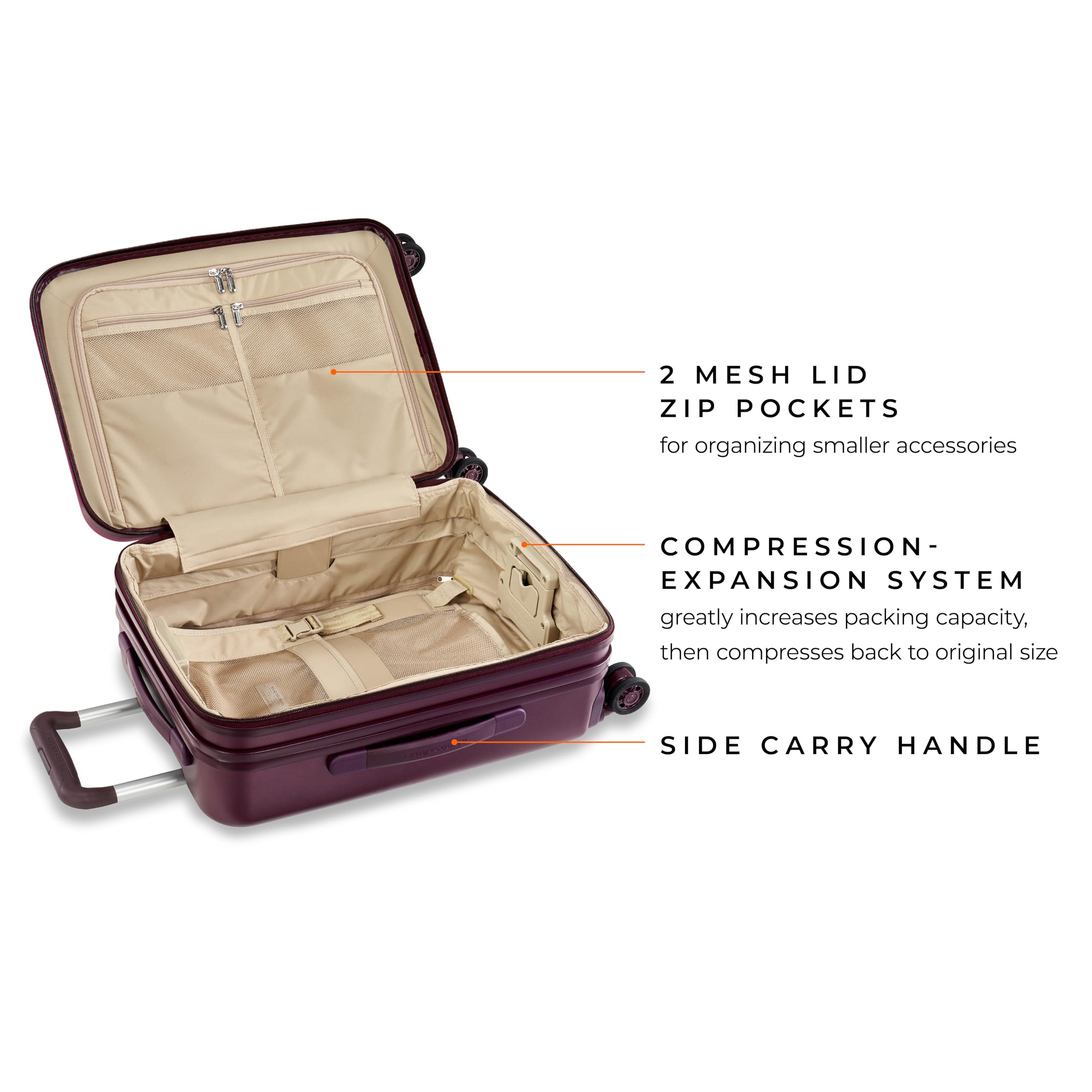Sympatico Hardside International Spinner Luggage, Plum, 21-Inch Carry-On