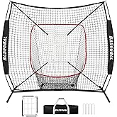 BaseGoal 6'×6' Baseball Softball Practice Net,Baseball Backstop,for Hitting Pitching Batting Catching with Bow Frame,Bonus Strike Zone,Target