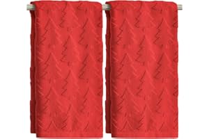 Artoid Mode 2 Pcs Red 3D Xmas Tree Jacquard Christmas Hand Towels for Bathroom, 100% Cotton Soft Absorbent Bathroom Decor Towels, 13.7 x 29.5 Inch