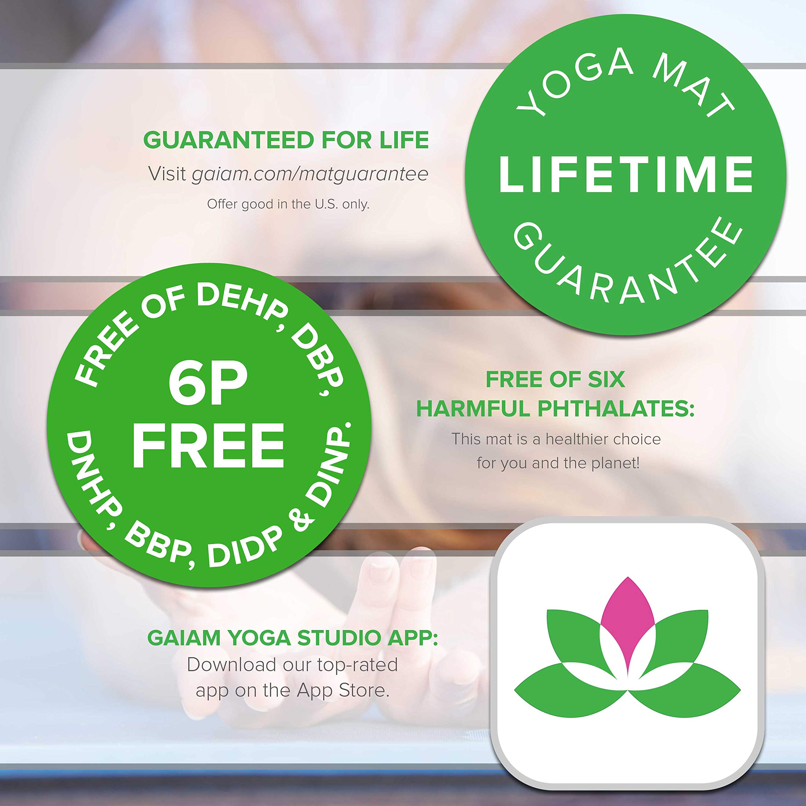 Gaiam Yoga Mat - Premium 6mm Print Reversible Extra Thick Non Slip Exercise & Fitness Mat for All Types of Yoga, Pilates & Floor Workouts (68
