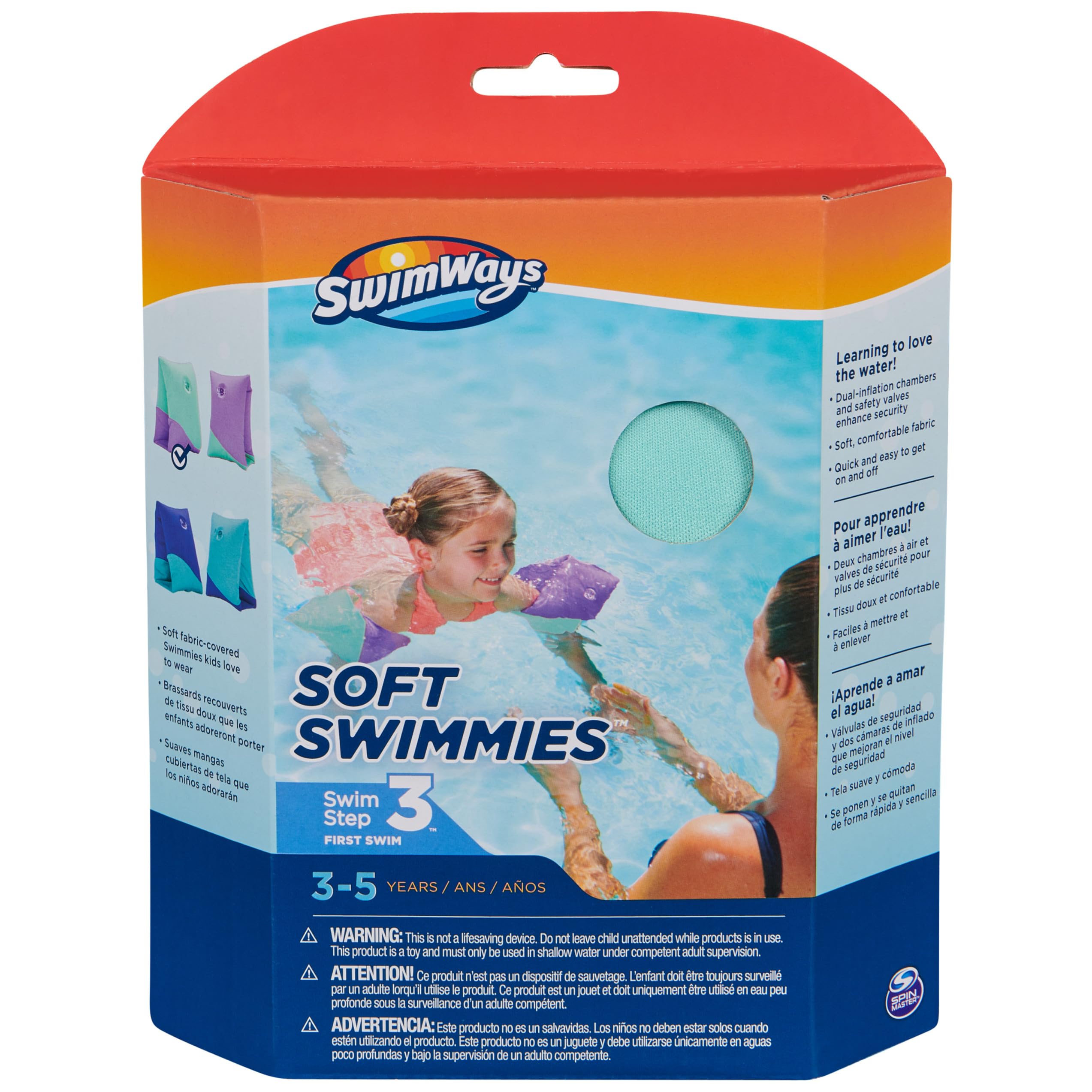 Swimways Soft Swimmies Toddler Floaties, Learn-to-Swim Inflatable Pool Floats & Arm Floaties, Swimming Pool Accessories for Kids Aged 3-5, Purple